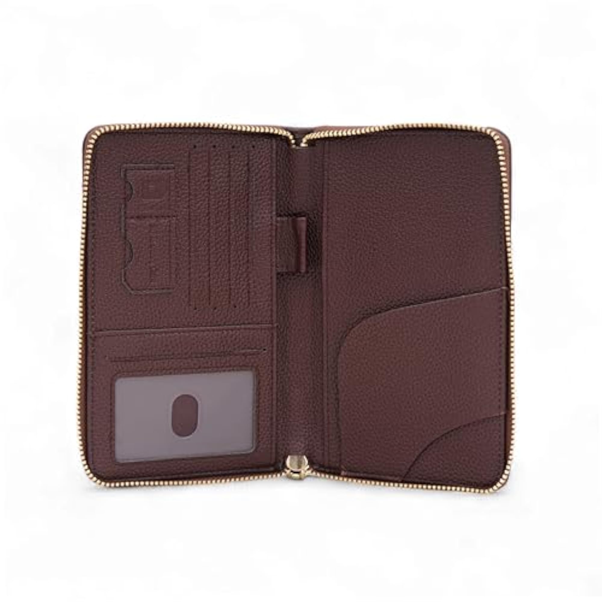 Faux Leather Passport Holder & Travel Wallet, Dark Brown
